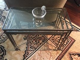 3 Glass Topped Metal Nesting Tables, Largest (24” x 12" x 19”)