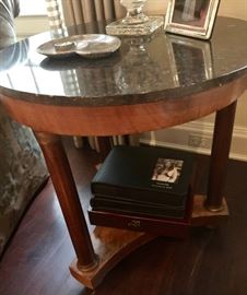 Louis Philippe Marble Top 28" Round Table, 28" Ht.