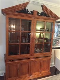 Grand English Glass Front Cherry Cabinet, (72” x 22" x 95”)