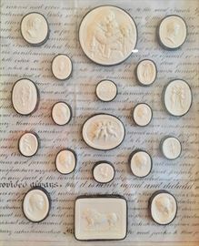 4 Gilt Framed Italian Intaglios c.1800, (16” x 18”)