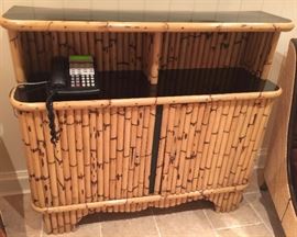 Vintage Bamboo 2 Door 1 Shelf Console, (49” x 15" x 43”)