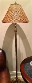65" Metal Base Floor Lamp w/ Wicker Shade