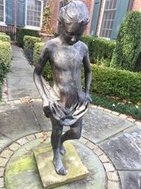 Outdoor Bronze Sculpture of Young Girl Called Iona by British Sculptor Brian Alabaster, (4’10”)