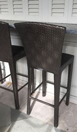 4 Dedon All Weather Wicker Bar Stools