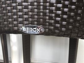 Dedon All Weather Wicker Round Chair w/Canvas Cabana, (65" x 34") & Matching Moon Shaped Ottoman, (25” x 16" x 15”)