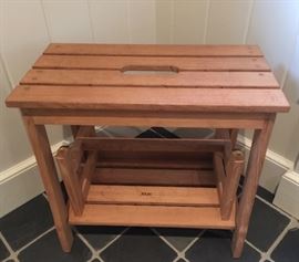 Slatted Natural Wood Step Stool