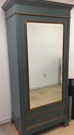 Grange Mirrored 1 Door / 1 Drawer Painted Armoire, (39” x 25" x 80”)