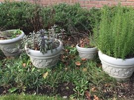Four Cast Stone Planters,
