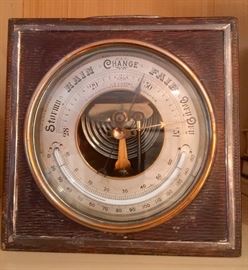 Leather Desk Aneroid Barometer by J.C. Vickery, London (7" x 3" x 7")