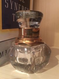 Antique Crystal & Brass Inkwell