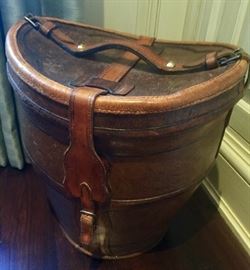 Antique Leather Hatbox (14" x 12" x 14")