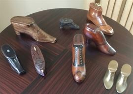 Collection of Leather Shoe Snuff Boxes