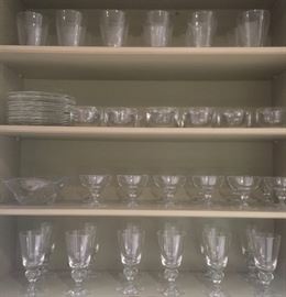 Collection of Steuben Glassware, Wine, Champagne, Water, Small Bowl & Plate (Set of 12 Glasses)