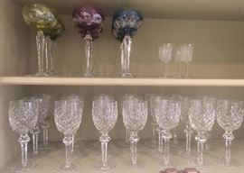 21 Waterford Crystal Wine Goblets, 4 Waterford Cordials