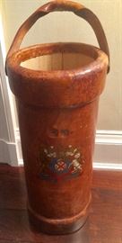 Leather Covered Bucket w/ Crest (9" x 20")