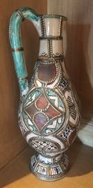 Decorative Pitcher w/ Black & Silver Beaded Detail