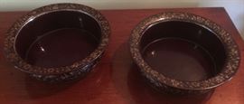 Pair of Antique Paper Mache Wine Coasters