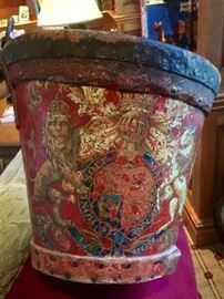 Antique Leather Water Bucket w/ Crest (15" x 12")