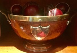 "Handled Bowl w/Brass Details"