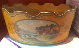 Vintage Handpainted Metal Bucket