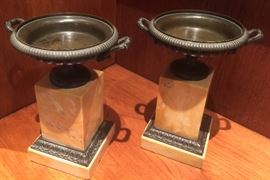 Pair of Stone & Metal Candleholders (6" x 7")
