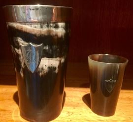 Pair of Horn Cups w/ Silver Details
