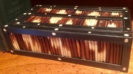 Porcupine Quill & Leather Box (7" x 4" x 2")