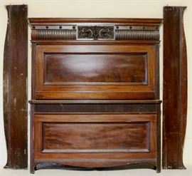 Intricately inlaid Victorian high bed