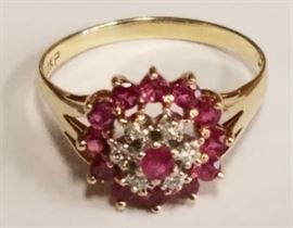 10K Diamond & ruby ring