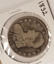 1832 Bust half silver coin
