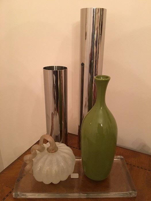 Misc. Glass Pumpkin Decor. Metal Vases. Ceramic Vase. Family Heritage Estate Sales, LLC. New Jersey Estate Sales/ Pennsylvania Estate Sales.