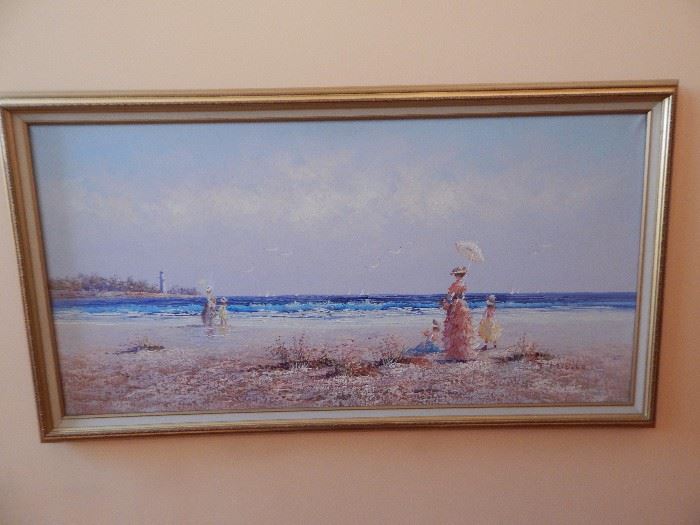 Oil painting of the beach.