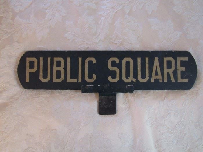 Wood street sign for Public Square...