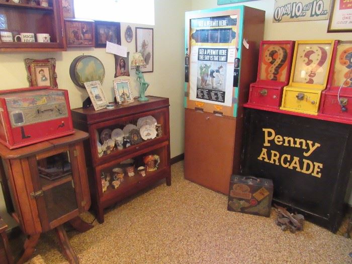 Penny Arcade Games, many amusements, more department store paraphenalia, signage, antique roller skates...