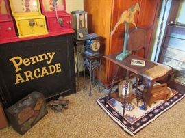 Jockey on a Stick, antique scale, bubble gum/candy machines...
