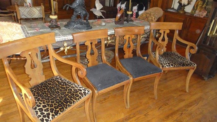 4 Lyre back dining chairs 