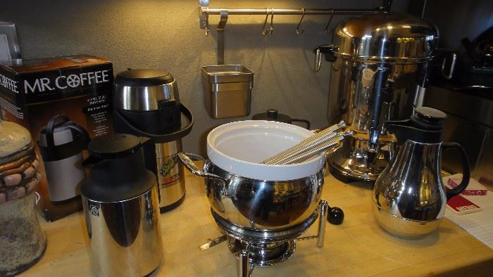 Coffee urn, fondue pots