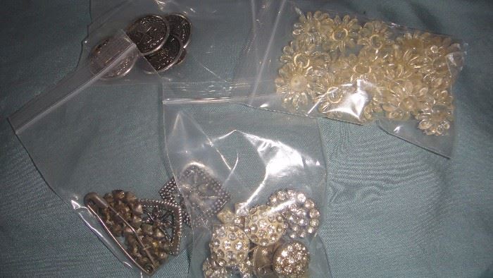 Rhinestone Buttons, vintage Buttons 