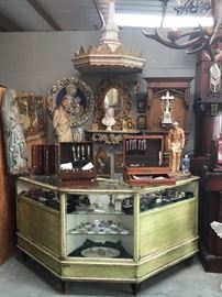 Beautiful selection of silverware and a jewelry counter.