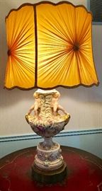 Huge Vintage Italian Art Ceramic Cherubs Table Lamp