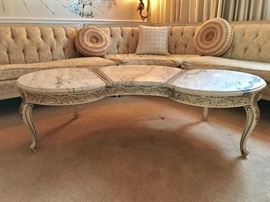 Vintage French Provincial Marble Top Coffee Table