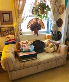 Taxidermy, Faux Plant & Tweed Upholstered Sectional 