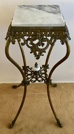 Vintage Marble Top & Brass Plant / Lamp Stand