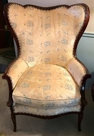 Handsome Antique High Back Winged Arm Chair