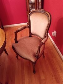Two french style chairs go with dining room table and chairs
