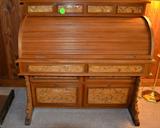 Hand carved Custom Made Oriental Roll-top Desk