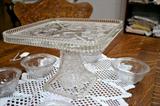 Beaded grape cake plate