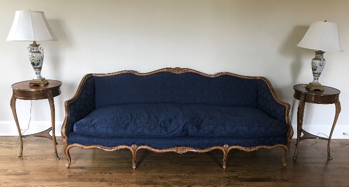 Meyer Gunther sofa. Frederick Cooper lamps on top of antique tables