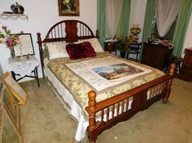 Queen Wood Bed with Matching Dresser and Hutch