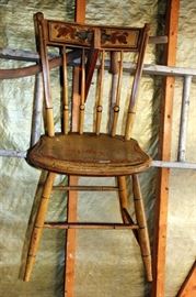 Very Nice Pair of Antique Chairs, Yellow Paint with Stencils Lowell, Massachusetts